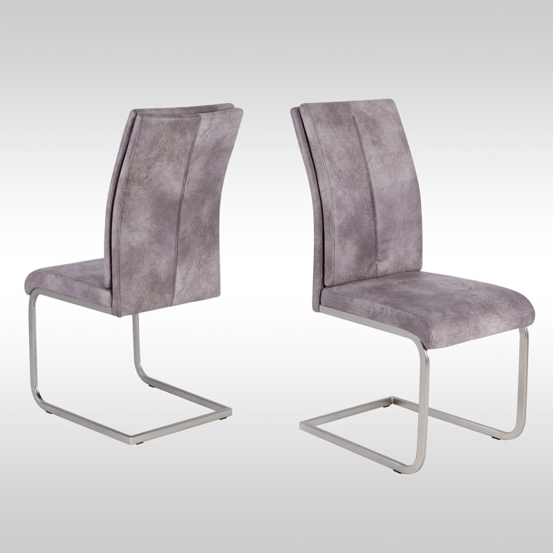 Munson Microfiber / Microsuede Upholstered Cantilever Chair, Grey/Brown/Blue