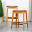 Tabouret de comptoir classique en bois avec assise en cuir et fabrication robuste
