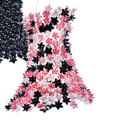 Bloom 9 - Light LED Chandelier, Transparent Pink/Black, Black