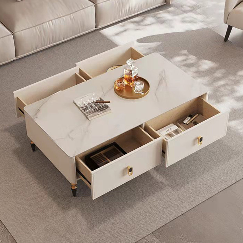 Table basse Modern, Blanc, H 15,74 po x L 39,37 po x l 23,62 po