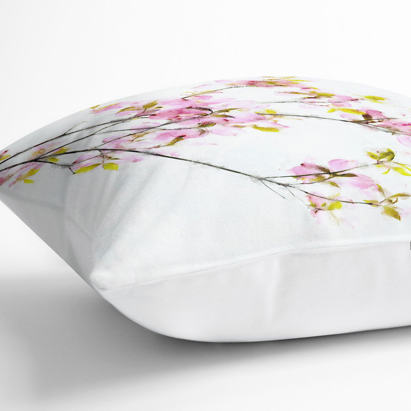 Floral Square Throw Cushion, White, 40cm H x 40cm W x 15cm D