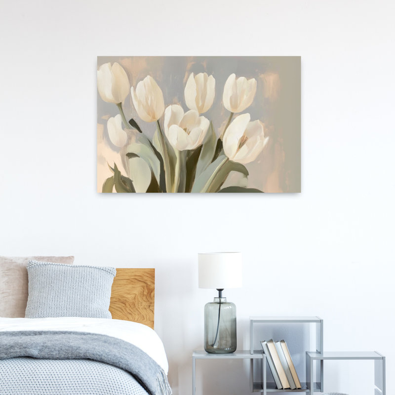 Tulipes, art mural contemporain abstrait, H 24 po x l 36 po