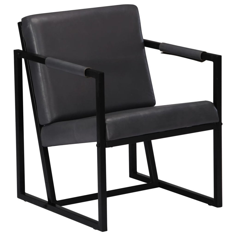 Fauteuil 17 étages en cuir véritable, gris