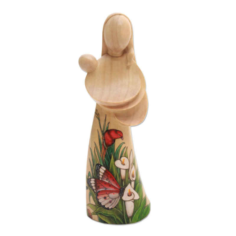 Figurine en bois mère et enfant Barina