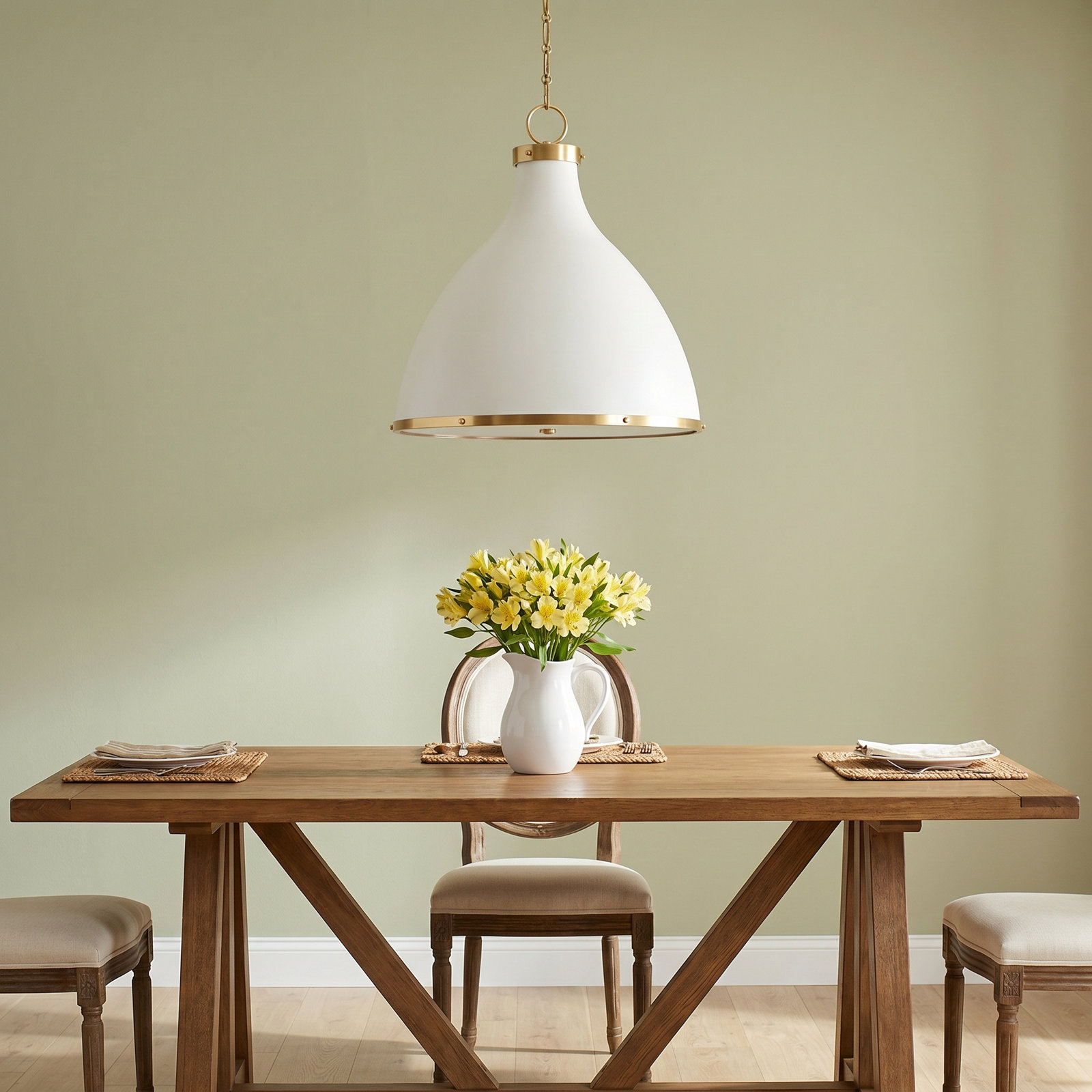 3 Light Metal Pendant, Aged Brass
