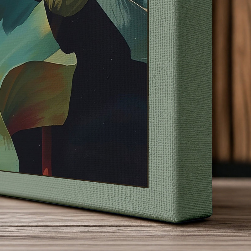 Lotus Bloom Botanical - Wrapped Canvas, 24x16 - 61.0 x 40.6 cm, Sage Border