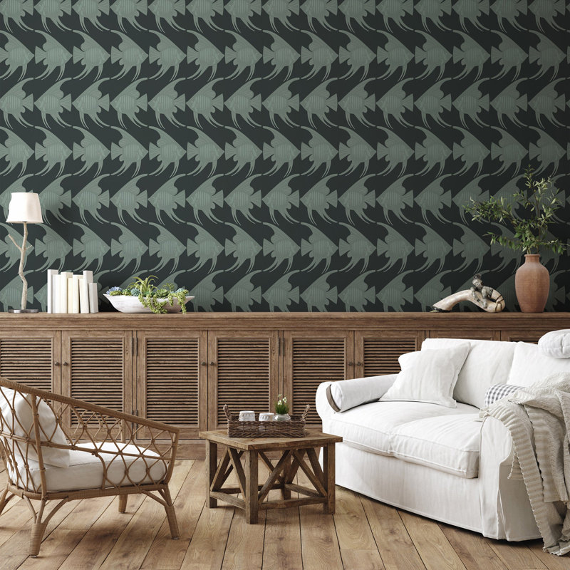 Angel Fish - Black Wallpaper, Black, Non-pasted