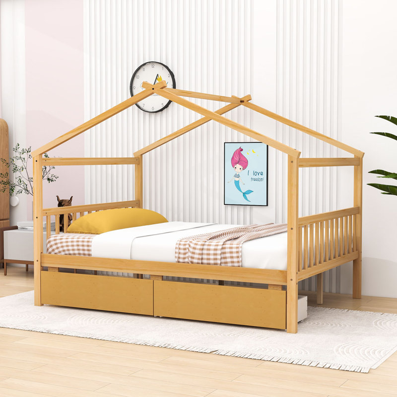 Lits 2 tiroirs Dailene par Gracie Oaks, Double, Naturel