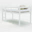 Lit simple mezzanine en bois Lit mezzanine bas avec échelle, simple, blanc-2091417525