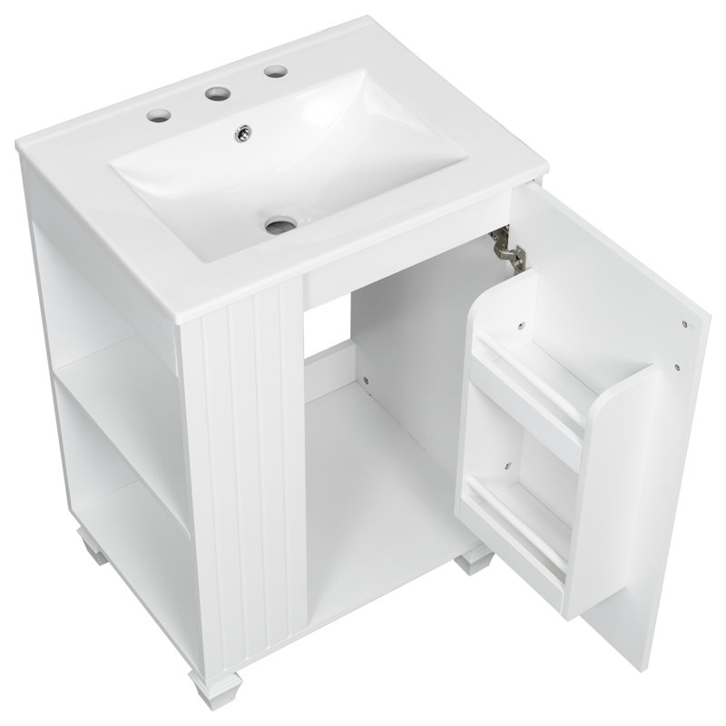 Meuble-lavabo 24 po avec lavabo, Blanc / céramique