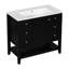 Meuble-lavabo noir avec porte en bois massif et rangement noir de 36 po de largeur