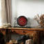 Marisa Traditional Tabletop Clock, Scrolling Iron Frame with Antique Red Dial, Arabic Numerals, Convex Glass