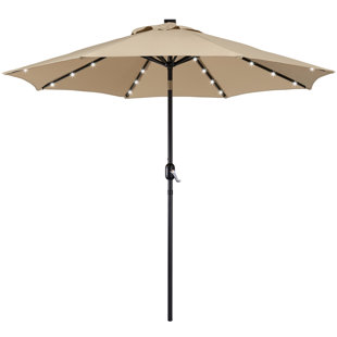 Serod 9Ft 32 LED lighted Patio Umbrella, Solar Market Umbrella with Tilt Push Button