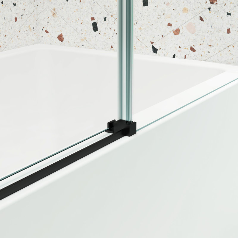 Sliding Door For Bathtub Shower, 5/16" Tempered Glass, Matte Black, Stable Action Matted Black Shower Bathtub, Smooth Opening And Closing