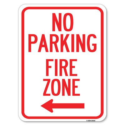 No Parking, Fire Zone With Left Arrow/23618
