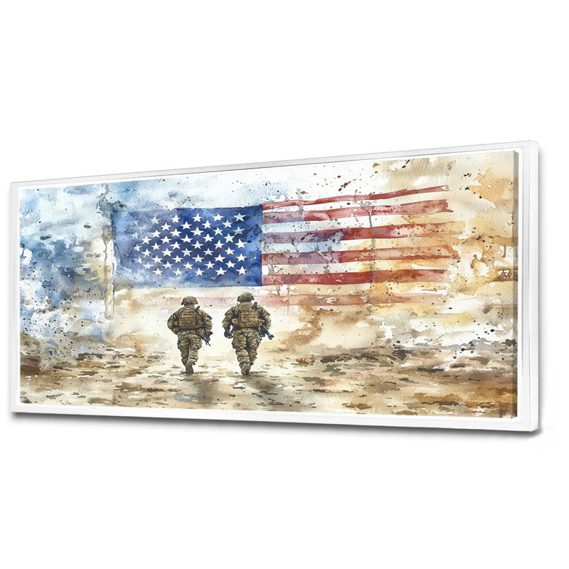 Batesville - Patriotist, art mural, H 28 po x l 60 po, Reproduction avec cadre flottant, Blanc