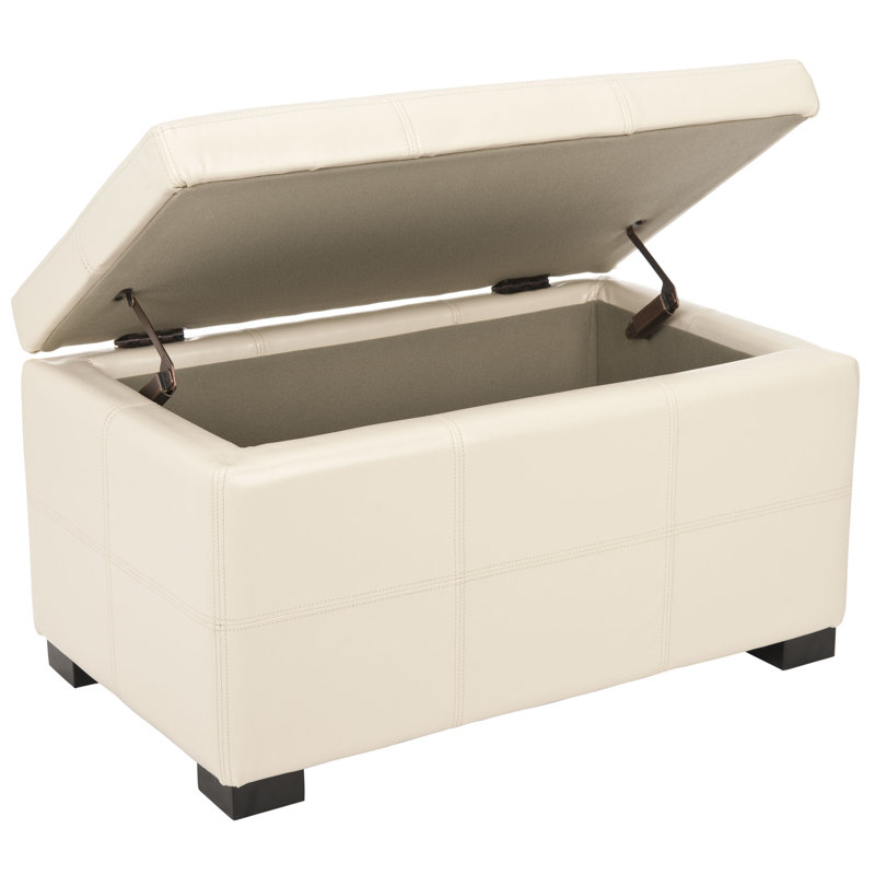 Graysie Faux Leather Upholstered Storage Bench, Cream