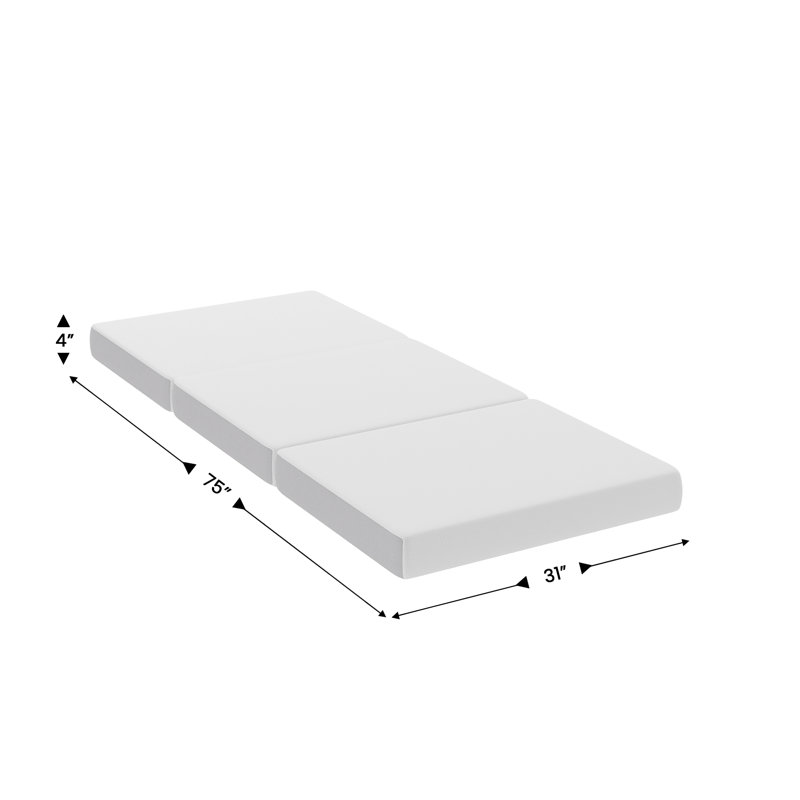 Portable Tri-Fold Cooling Memory Foam Mattress in a Box with Removable Washable Cover, Antique / Three Quarter