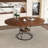 Extendable Round Table – 43" to 59" with Storage Shelf, Walnut & Black Metal, Seats 4-6