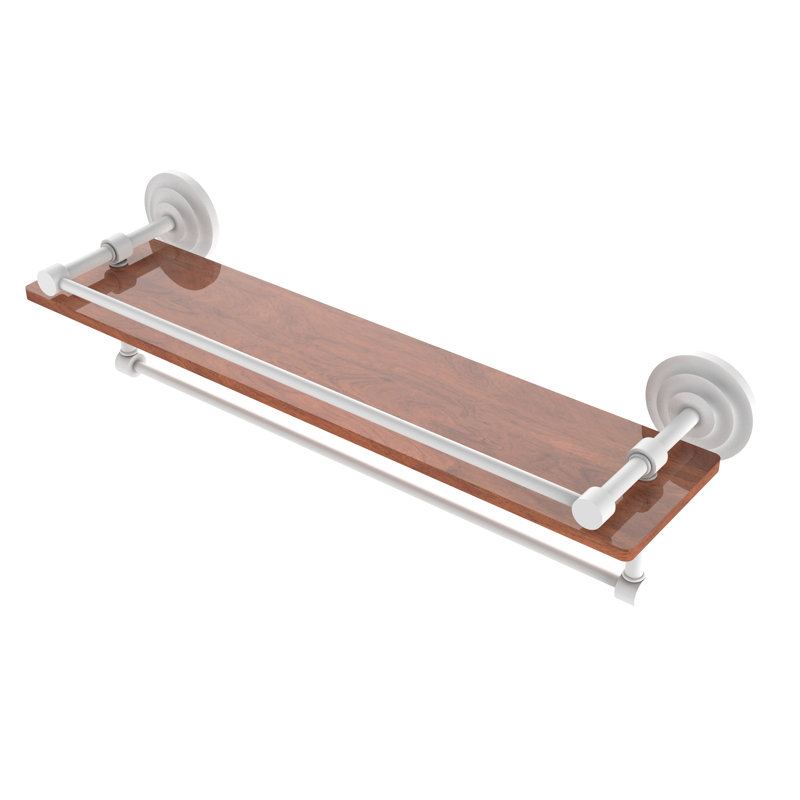 Leamore Bracket Shelf with Towel Bar, Matte White, 5" H x 22" W x 5" D