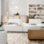Chaise longue modulaire carrée 2 pièces en tissu bouclé ivoire avec dossier mobile et antidérapant Cara
