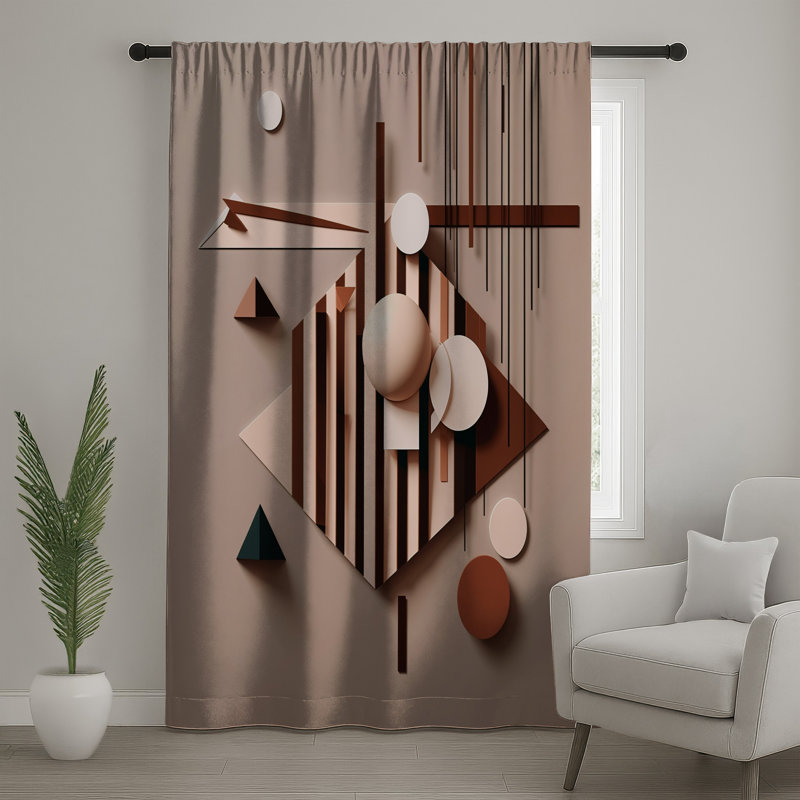 Rideaux à motif géométrique, voilages abstraits et voilages à motif géométrique - 1 panneau, 50 po x 80 po - 1 panneau