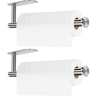 Paper Towel Holders,2 Pack Stainless Steel Paper Towels Holder Wall Mount  for Kitchen,Bathroom, RV, Paper Towel Rack with Self Adhesive and Screws  (Silver) 