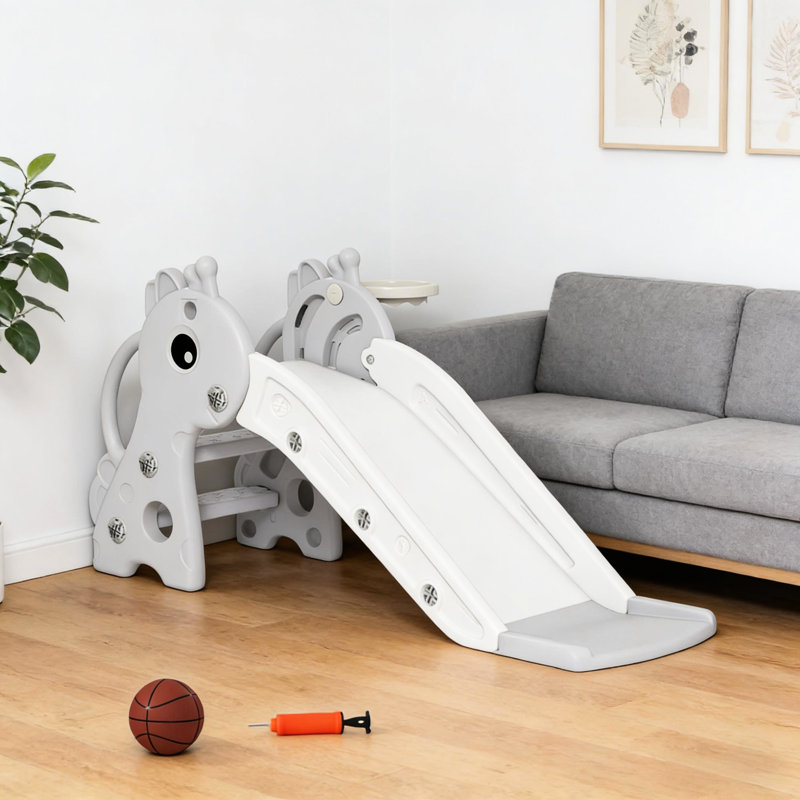 Glissade avec grimpeur intégré, apparence de girafe, traces antidérapantes, rampes latérales, fabrication simple à nettoyer, pour 1 an et plus