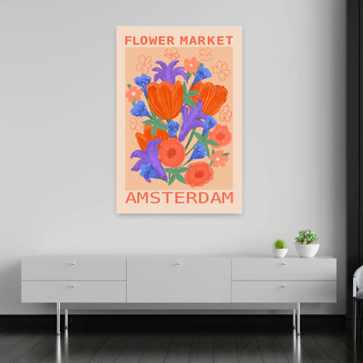 «Amsterdam Flower Market», art floral abstrait et audacieux, ville de tulipes colorées