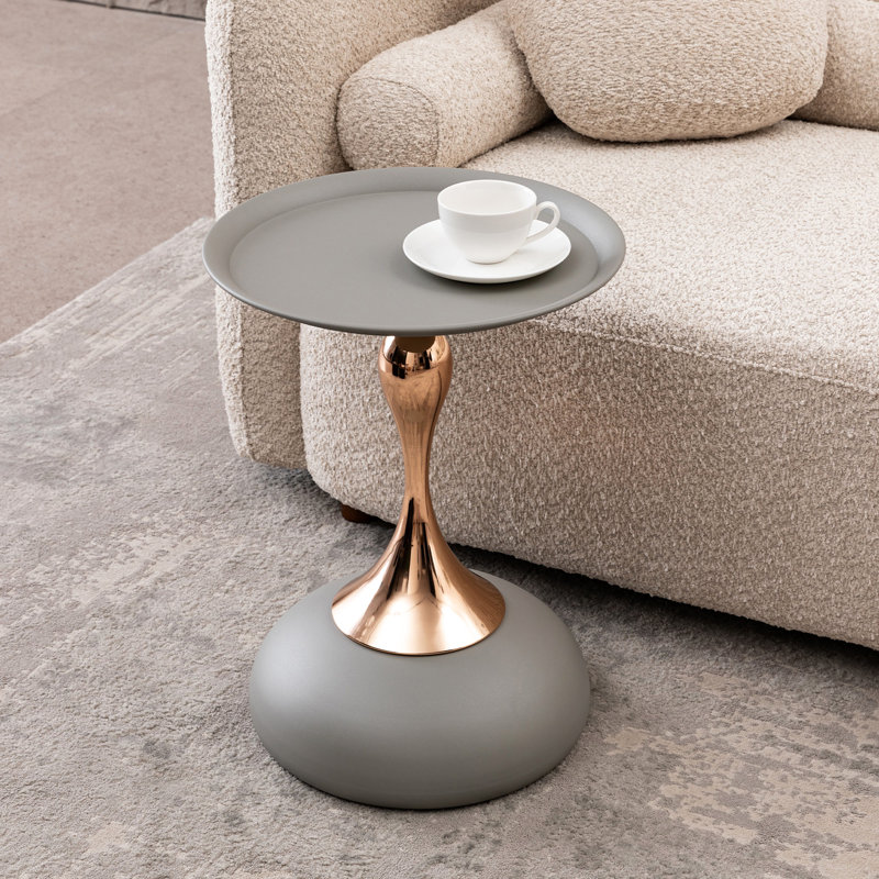 Table basse moderne en métal - Queue décorative pour salon, Gris mat