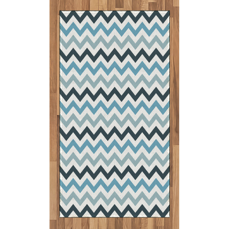 Blue High Density Long Fiber Poly Threads Decorative Area Rug Carpet, Rectangle 2'7" x 5'