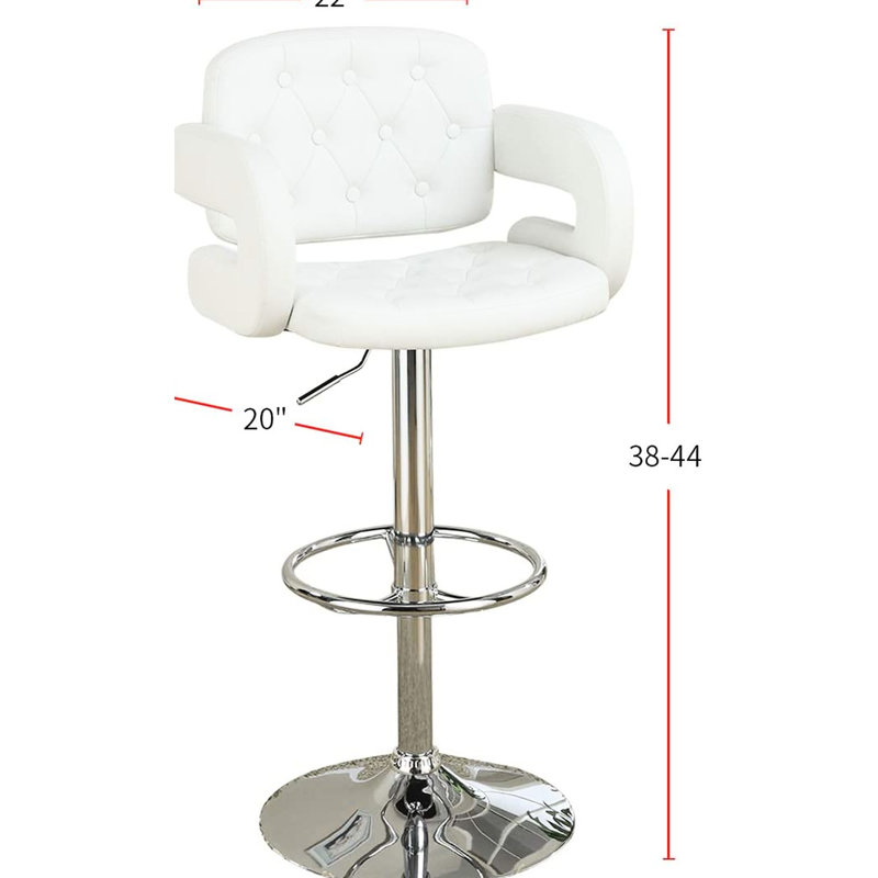 Chaise moderne avec accoudoirs, tabouret rembourré en similicuir blanc à hauteur réglable pour table de salle à manger, style