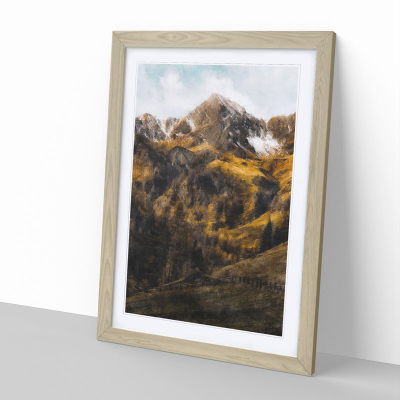 Mountain in Lappach Italy - Picture Frame Painting, 48cm H x 36cm W x 2cm D, Oak Framed