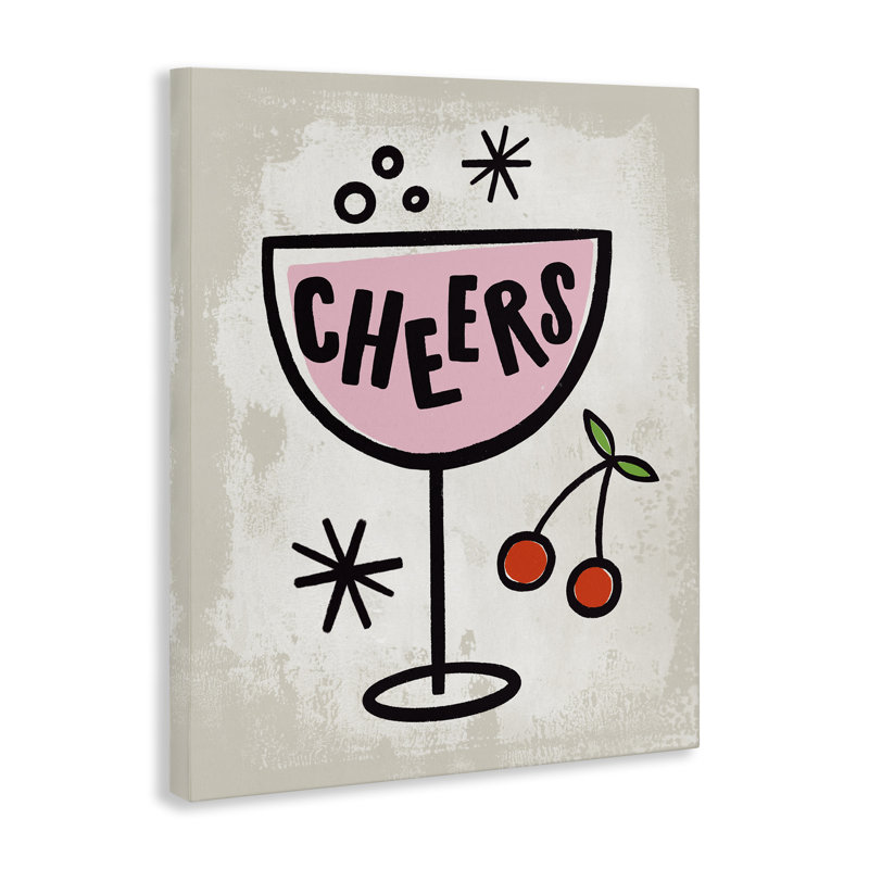 Art mural sur toile Cheers Drink & Cherries, conception par Nina Seven, H 20 po x l 16 po