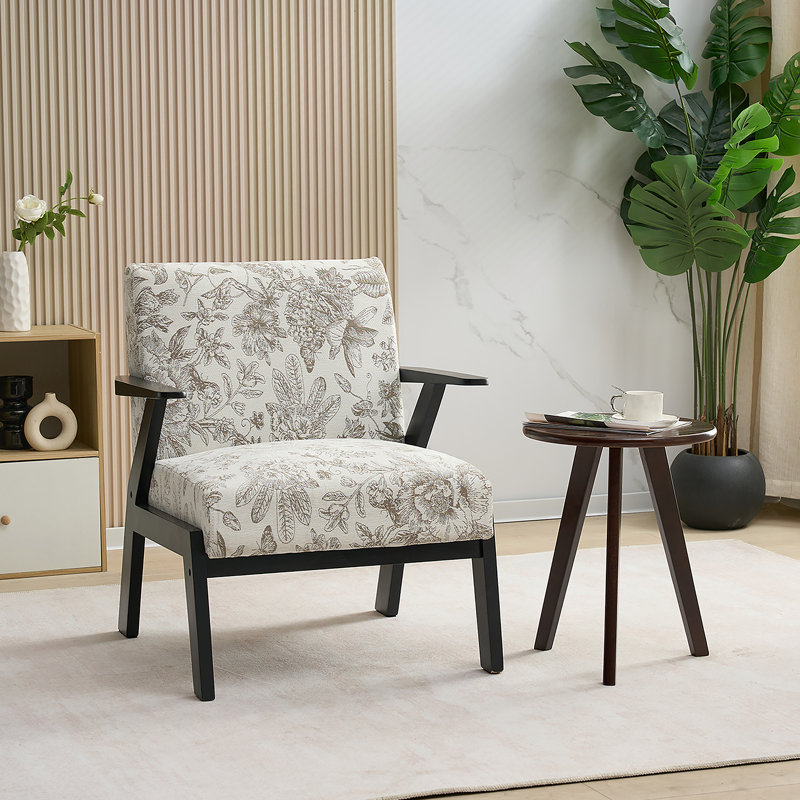 Fauteuil Mid-Century moderne avec tissu brodé élégant et design ergonomique pour le salon et le bureau