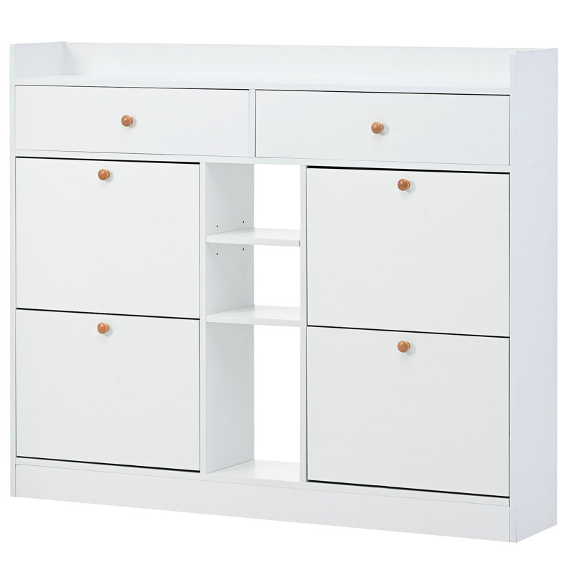 Meuble à chaussures 2 tiroirs avec tiroirs - rangement moderne blanc pour couloir, tiroirs de couloir, style, peu encombrant