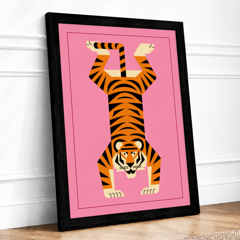 Upside-Down Tiger Modern - Framed Print, Black, A3 - 42.0 x 29.7 cm