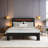 Farmhouse Wooden Bed Frame with Storage Headboard, Platform Bed with Charging Station & LED Light-650126495-650126493