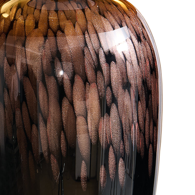 Lampe de table en verre 28,5 po avec abat-jour noir et base en cristal avec ampoules DEL