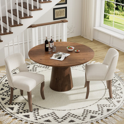 Ensemble de table de salle à manger 43 po avec chaises en tissu 2/4, style minimaliste moderne en bois aggloméré pour la salle à manger et la cuisine