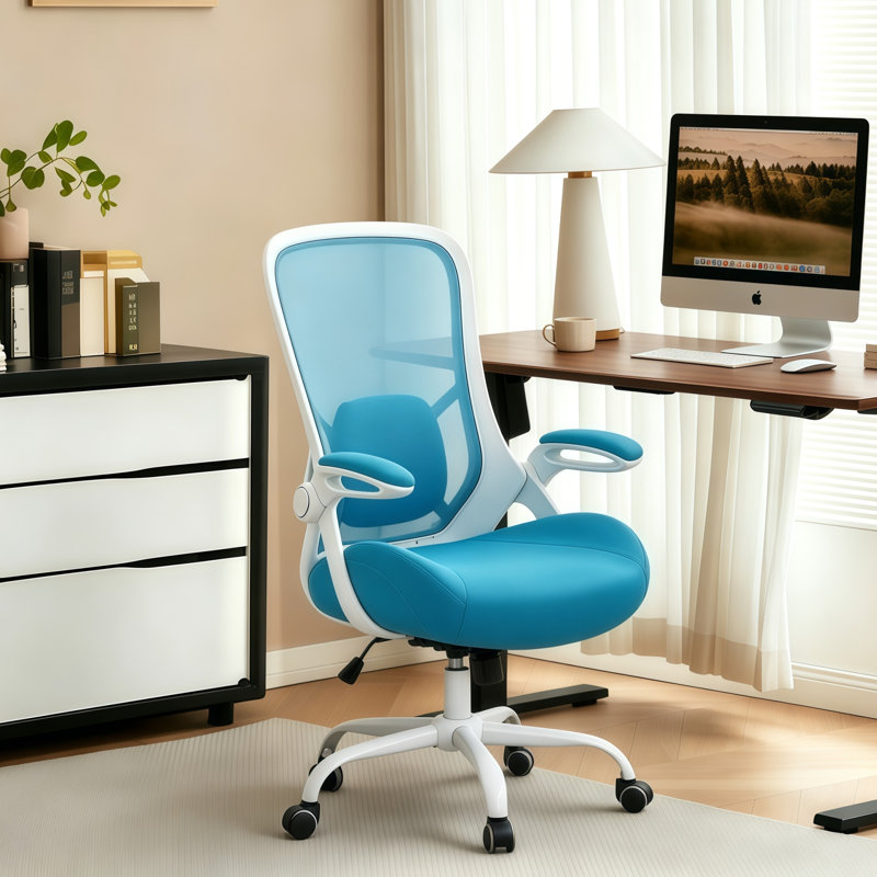 Fauteuil de bureau ergonomique Home Ofiice, Bleu, Blanc