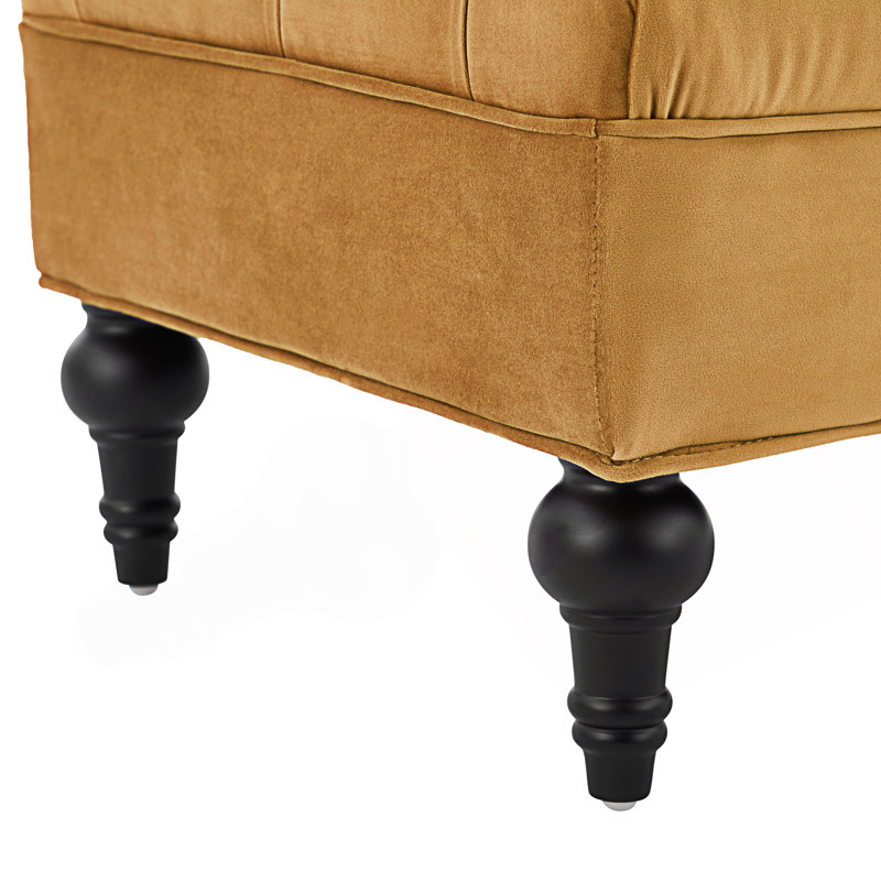 Banc de chambre de style moderne, banc rembourré avec 2 coussins amovibles, Jaune
