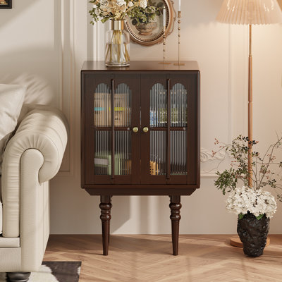 French Retro Glass Accent Cabinet
