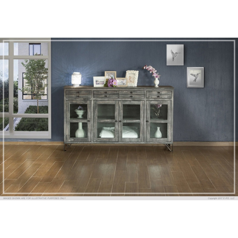 Ensemble de console et miroir en bois massif Dandridge