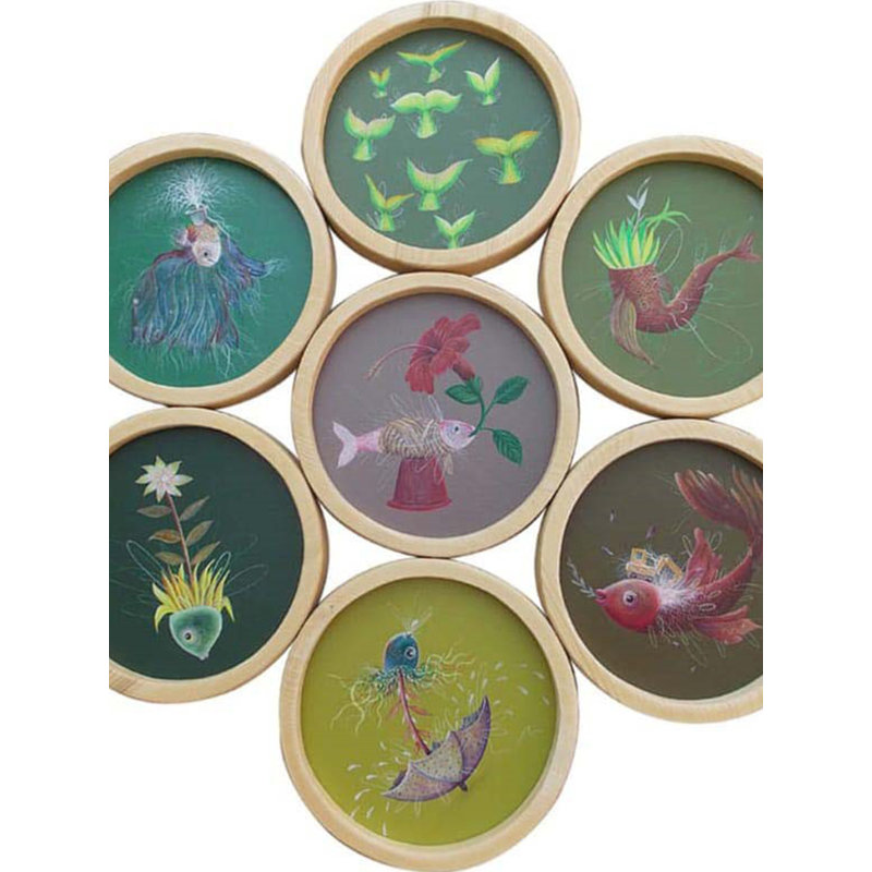Poissons dans l'environnement | Toile de couleur acrylique | Par Abhilasha Singh