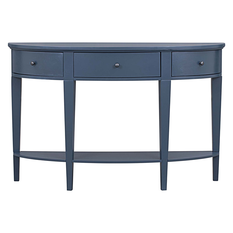 Table console moderne avec 3 tiroirs et 1 tablette, Bleu marine