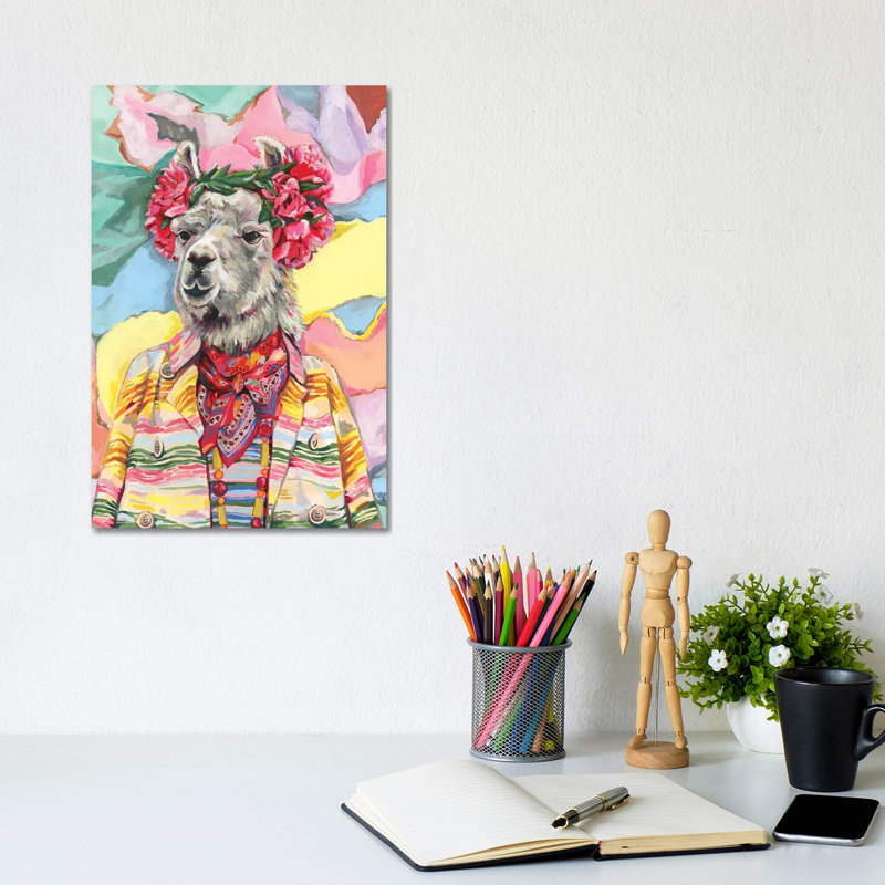 Impression « Desert llama » par Heather Perry, Pas de tapis, Toile tendue, H 12 po x l 8 po x P 0,75 po