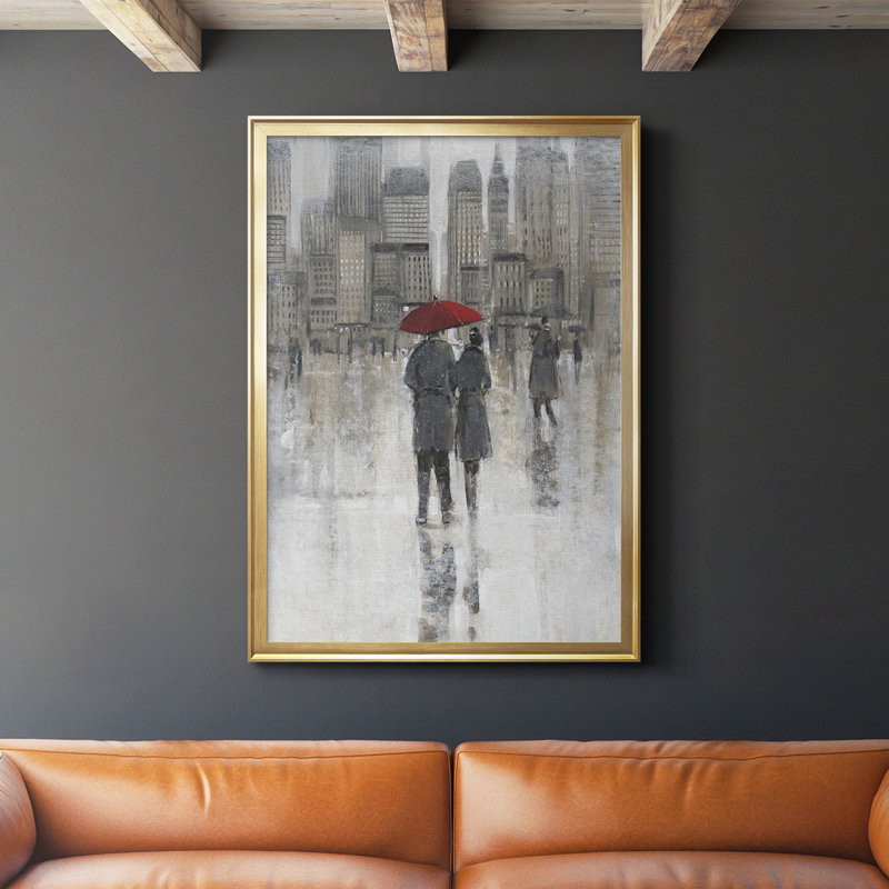 " Rain In The City I ", Gold, 24.5" H x 18.5" W x 1" D
