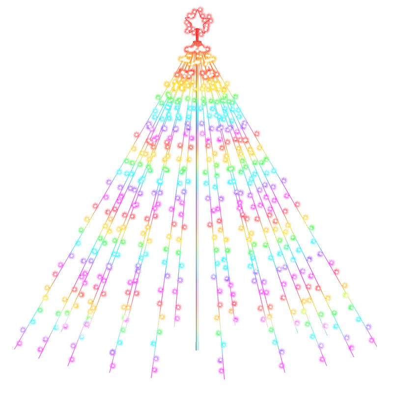 16 lumières cascade de Noël RVB intelligentes avec étoile, 16 pi