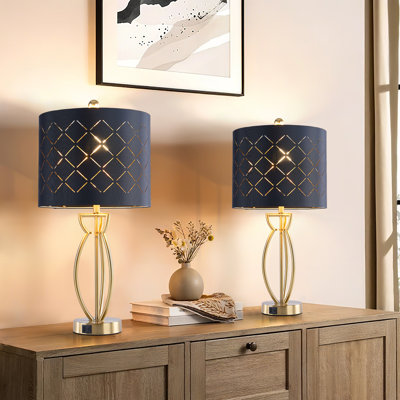 Anja 24.6'' Traditional Brass Metal Table Lamp with USB for Living Room/Bedroom